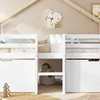 A child's loft bed with storage drawers and a ladder, decorated with a house-shaped frame and a heart-shaped clock on the wall. Voir les images du produit
