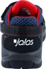 The back view of a black safety sandal with red and blue accents. Produktbild-Vorschau