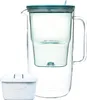 A glass water filter pitcher with a blue lid and a separate white water filter cartridge. Náhled obrázku produktu