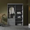 Schiebetürenschrank mit Schubladen und Spiegel Grau 140 cm Breite Produktbild-Vorschau