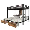 A bunk bed with three beds and storage drawers, shown against a white background. Anteprima dell’immagine prodotto