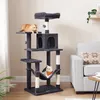 Katzenkratzbaum mit Hängematte, 143 cm, Cat Tree, Rauchgrau Produktbild-Vorschau 8