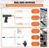 Diagram showing different attachments and their uses for a dual gun interface tool. Podgląd zdjęcia produktu
