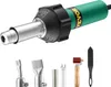A product shot of a hot air plastic welding gun and its accessories against a white background. Podgląd zdjęcia produktu