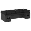 vidaXL 7-tlg. Garten-Sofagarnitur mit Kissen Schwarz Poly Produktbild-Vorschau 1