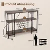 A product image showing a wine bar cabinet with dimensions and weight capacities indicated by text and icons. A silhouette of a person is included for scale. Náhled obrázku produktu