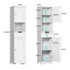 A size chart showing dimensions of a white bathroom cabinet. Produktbild-Vorschau