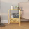 vidaXL stojan na časopisy zlatý 35x15x45 cm oceľ Náhľad obrázku produktu 1