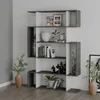 A modern, multi-level bookshelf with a zig-zag design, displaying various decorative items and books. Produktbild-Vorschau