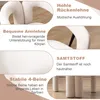 Collage of close-up images and text descriptions highlighting features of a chair. Voir les images du produit