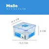 A clear plastic food container with dimensions indicated by text and lines. Náhľad obrázku produktu