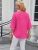 ASKSA Damen Bluse 3/4 aermel Plissee Rundhals Chiffon Produktbild-Vorschau 4