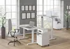 A modern home office setup with two standing desks, chairs, and office equipment. Podgląd zdjęcia produktu