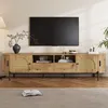 Mobile TV Merax ovale con ante in rattan e ante scorrevoli, Anteprima dell’immagine prodotto 6