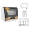 A countertop dishwasher and its accessories are displayed against a white background. Náhled obrázku produktu