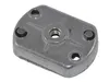 A silver metal part with screw holes and a threaded center hole, isolated on a white background. Produktbild-Vorschau