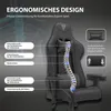A diagram illustrating the ergonomic features of a gaming chair, highlighting support areas for the spine. Produktbild-Vorschau