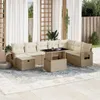 Design 9-tlg. Garten-Sofagarnitur mit Kissen Beige Poly Produktbild-Vorschau 1
