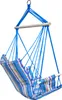 A striped hammock chair suspended by blue ropes against a white background. Anteprima dell’immagine prodotto