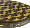 A close-up view of a padel racket with a checkered pattern and holes. Anteprima dell’immagine prodotto