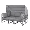 A gray outdoor sofa with a canopy, shown against a white background. Produktbild-Vorschau