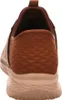 The back view of a brown SKECHERS slip-on shoe. Voir les images du produit