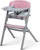 A pink and gray high chair is shown against a white background. Podgląd zdjęcia produktu
