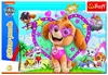 The image shows the packaging of a Paw Patrol glitter puzzle. The packaging features cartoon characters of Paw Patrol dogs, hearts, stars, and a puzzle piece with the number 100. Produktbild-Vorschau