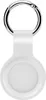 A white silicone keychain holder for an Apple AirTag, attached to a silver keyring. Voir les images du produit