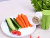 A white plate with cut vegetables and a vegetable cutter on a textured surface. Podgląd zdjęcia produktu