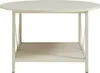 A round coffee table with a shelf underneath, shown against a white background. Produktbild-Vorschau