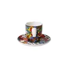 A colorful espresso cup and saucer set. Voir les images du produit