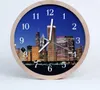 Holzuhr 30fi cm wanduhr - Stadtgebäude Stadt Produktbild-Vorschau 1