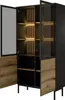 Vysoká vitrína DEMOPOLIS - dub evoke / čierna + LED Náhľad obrázku produktu 6