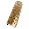 A gold metal umbrella stand with a decorative cut-out pattern. Náhled obrázku produktu