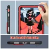 A collage showing a protective case for an iPad, with close-ups of its features and a graphic illustration on the screen. Produktbild-Vorschau