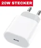 A white USB-C power adapter with two prongs for plugging into a wall socket. Produktbild-Vorschau