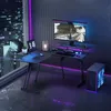 XMTECH biurko w kształcie litery L czarne, stół do gier w Podgląd zdjęcia produktu 1