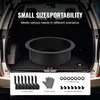 The inside of a car trunk with a fire pit ring and accessories laid out. Voir les images du produit