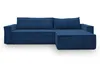 A blue sectional sofa is shown from the front on a white background. Produktbild-Vorschau