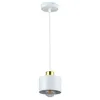 A white pendant light with a gold accent, suspended from a white cord against a white background. Náhled obrázku produktu