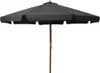 A black umbrella with a wooden pole against a white background. Produktbild-Vorschau