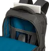 An open black backpack with a laptop inside and various compartments visible. Produktbild-Vorschau