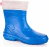 A single blue rubber boot with a beige knitted cuff is shown against a white background. Náhled obrázku produktu