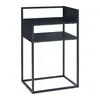A black metal side table with two shelves is shown against a white background. Anteprima dell’immagine prodotto