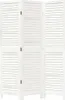 A white, three-panel room divider with slatted doors. Produktbild-Vorschau