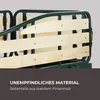 Close-up view of the side of a dark green wagon with wooden slats. Produktbild-Vorschau