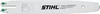 A white STIHL chainsaw guide bar with black lettering and green accents. Podgląd zdjęcia produktu