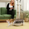PawHut kattenbak, roestvrij staal, open kattenbak met hoge Productafbeelding-voorbeeld 2