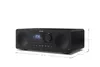 A black Sharp all-in-one hi-fi system is shown against a white background with dimensions indicated. Voir les images du produit